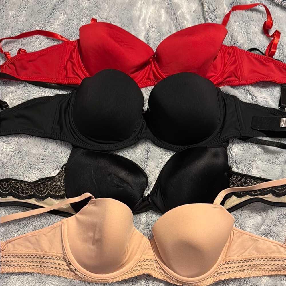 Red, Black, and Nude Bras Set